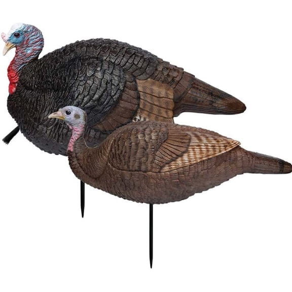Hunting Turkey Decoy - Lil Gobstopper Hen and Jake Combo, Lightweight, Collapsible, Realistic Decoys with Two-Piece Stake Included