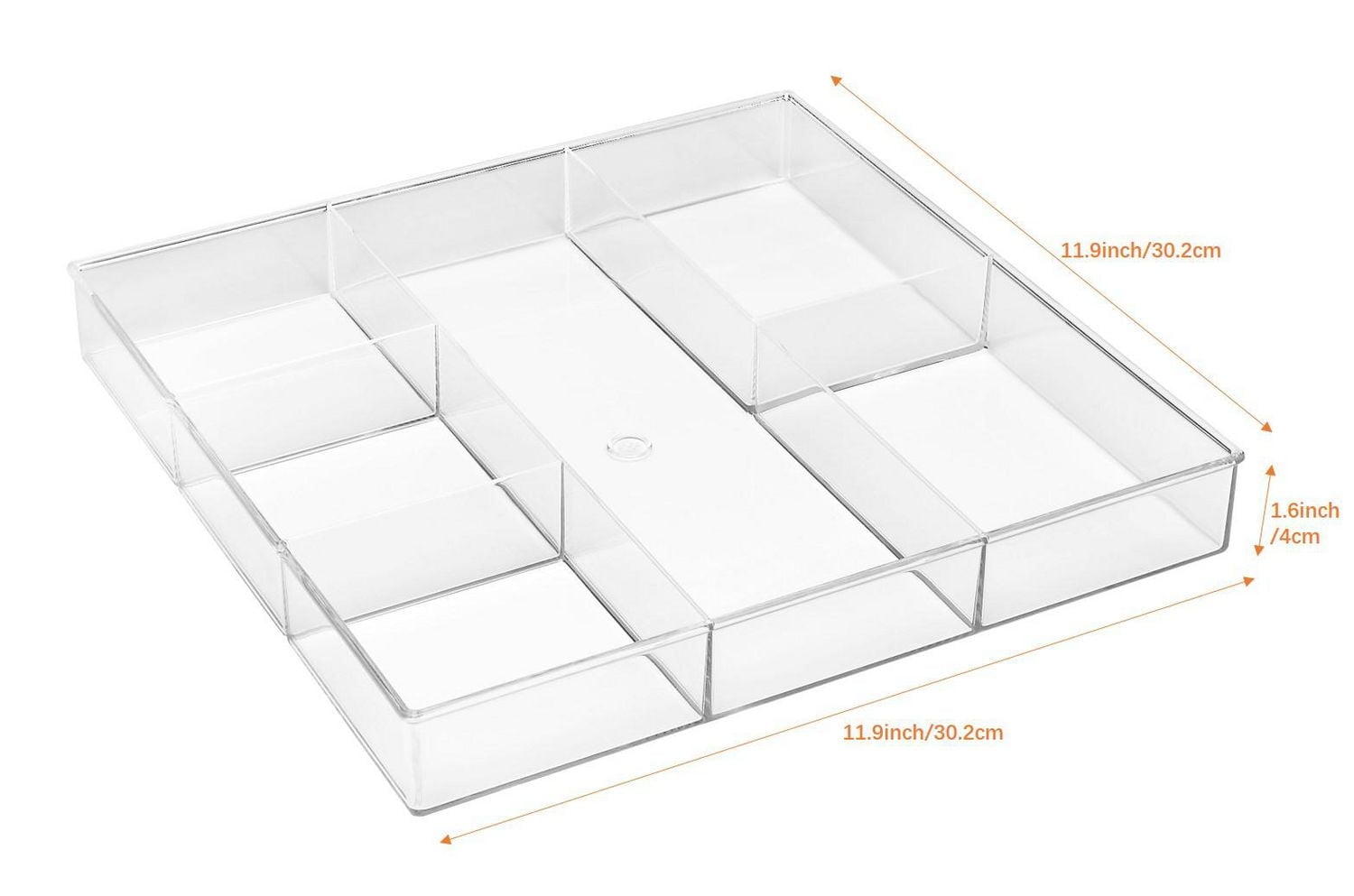 Organiseur de tiroir transparent en plastique à 6 sections MAINSTAYS, compartiments multiples, rangement parfait pour les fournitures scolaires et de bureau, les loisirs créatifs ou les gadgets de cui Taille de l'article :30.22*30.22*4.06cm;Matériau plastique