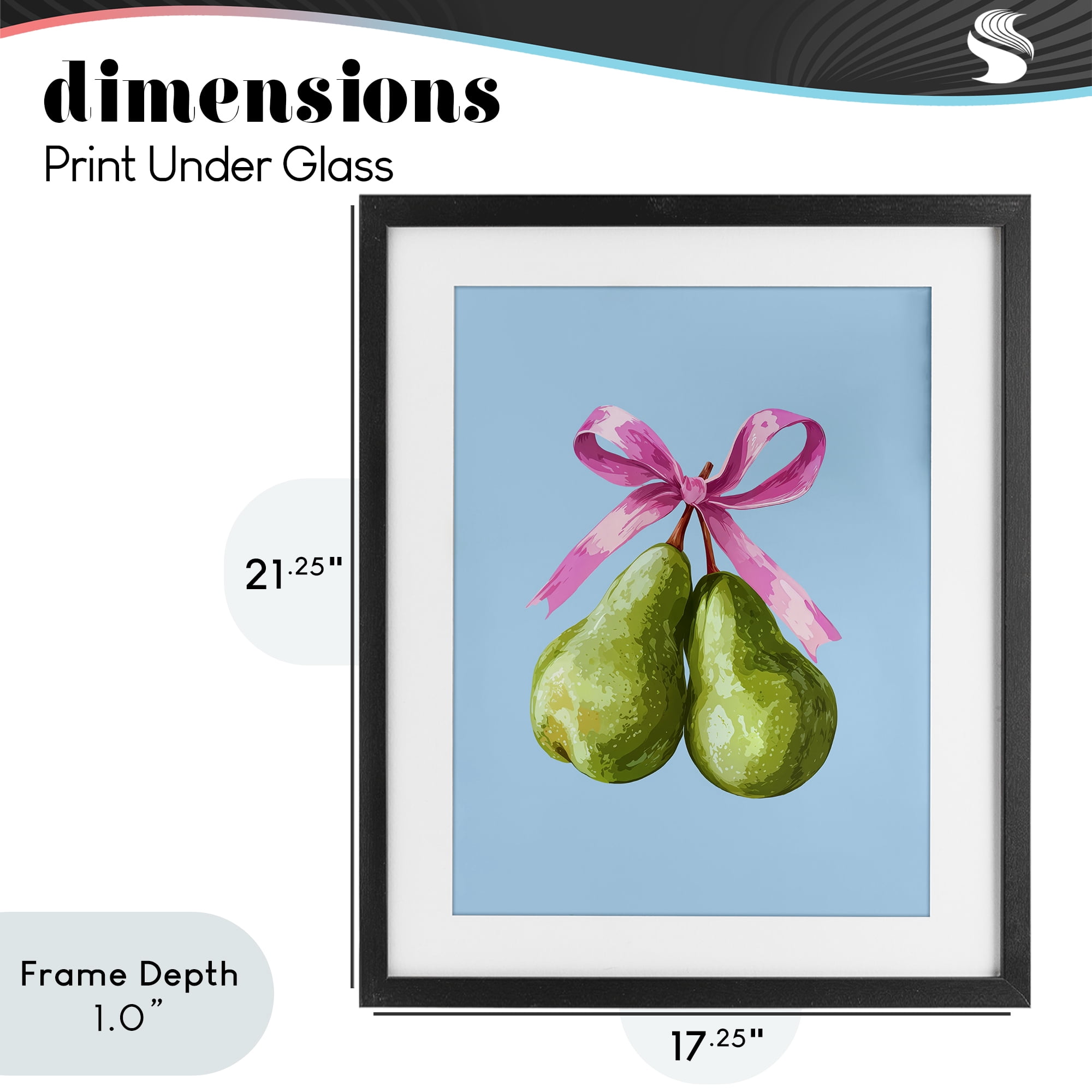 Stupell Industries Twin Pears with Ribbon Black Framed Print Under Glass, design by Imagine It Images