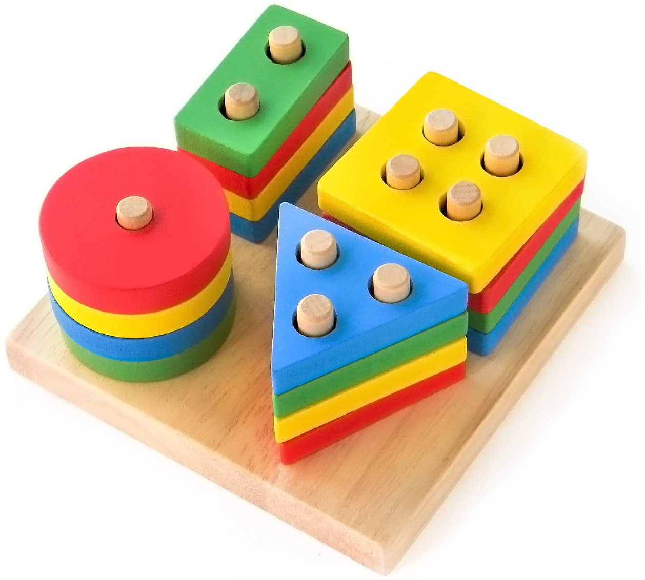 Kids Square Wooden Toy Stacking Block Puzzle Game Kids Early Educational Toy 