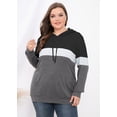 thumbnail image 5 of JuneFish Women's Plus Size Long Sleeve Sweatshirts Color Block Hoodies Pullover with Pocket, 5 of 7