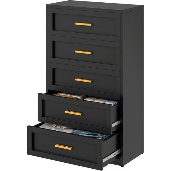 CHSHIN Modern 5 Drawers Metal Dresser for Living Room,Dressers & Chests of Drawers for Bedroom,Black