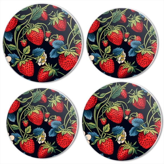 BaHomeck Electric Stove Burner Covers Set of 4,Round Metal Gas Stove Burner Covers 8 Inch and 10 Inch,Kitchen Decor,Strawberry Pattern In The Style Of Art Nouveau
