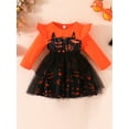 thumbnail image 3 of Kids Girls Casual Dress12M 18M 24M 2Y 3Y 4Y 5Y  Long Sleeve Crew Neck Bat Print Tulle Dress Fall A-line Dress Halloween Costume, 3 of 10