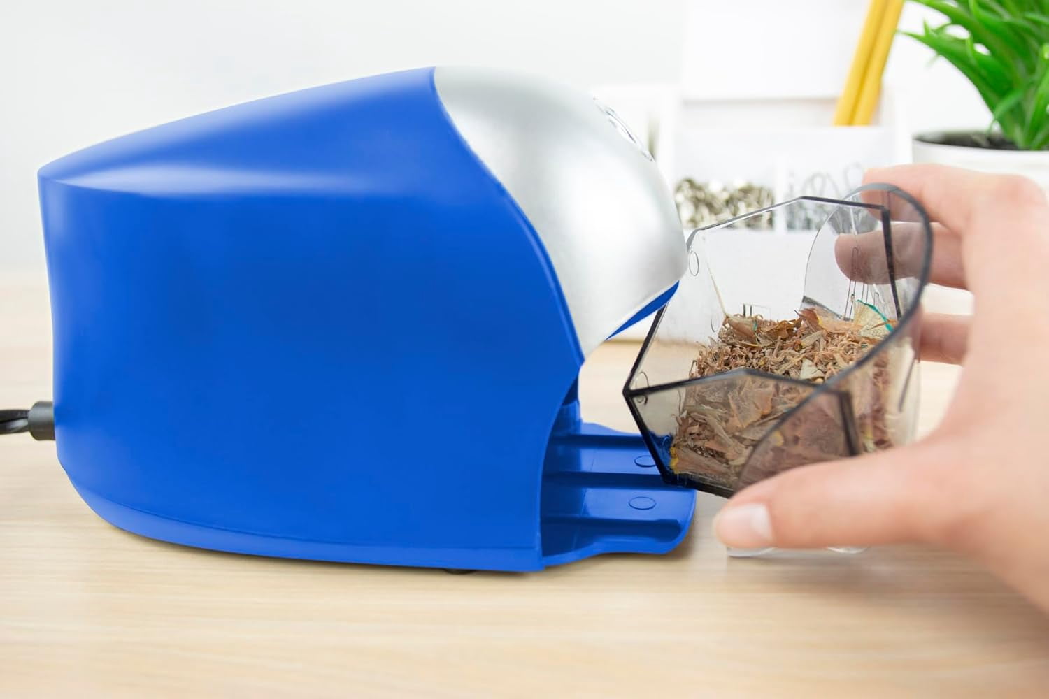 Office QuietSharp Executive Heavy Duty Electric Pencil Sharpener for 65% Faster Sharpening and 6X Longer Cutter Life - Colored Pencil Compatible, Blue