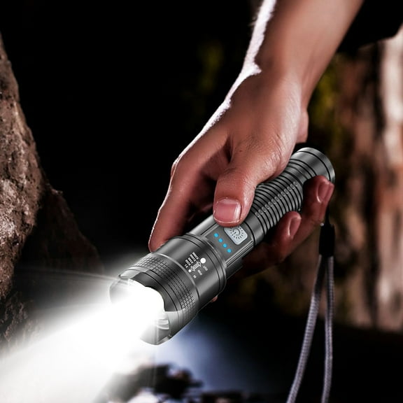 strola Toys Rechargeable High Lumens Zoomable Flashlight, USB-C with Power Bank & Battery Indicator, IPX6 Waterproof LED for Camping, Hiking, Emergency (3 Modes)