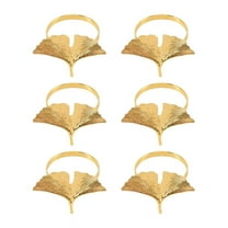 Napkin Rings Set of 6,Ginkgo Leaf Napkin Rings Wedding Gold Napkin Buckle for Thanksgiving Table Decoration