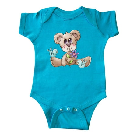 

Inktastic Teddy Bear Bluebirds and Flower Gift Baby Boy Bodysuit