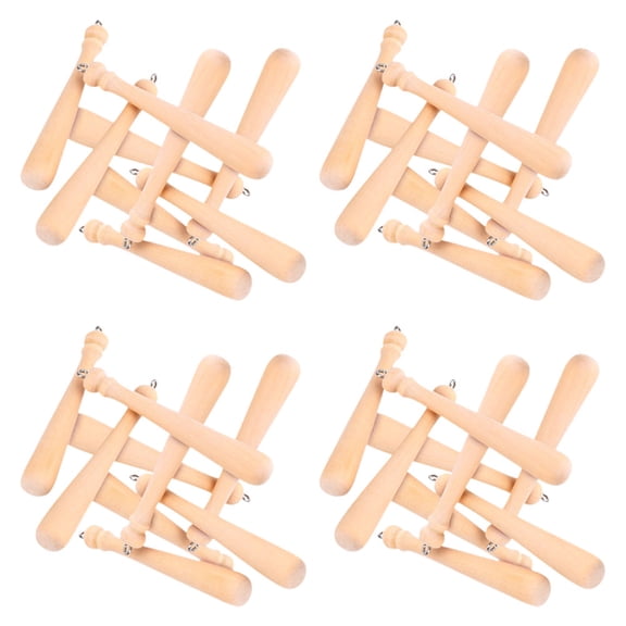LULULION 50PCS Sport Keychain Craft Baseball Bat Charms Light Yellow Wood for Sports Enthusiasts Birthdays Holidays