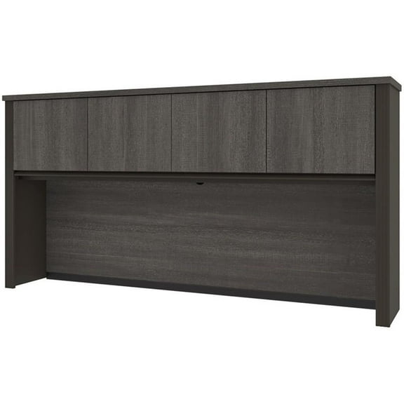 Pemberly Row Traditional Credenza Hutch in Bark Gray and Slate