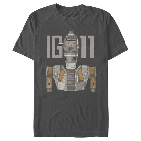 Men's Star Wars: The Mandalorian IG-11 Droid Illustrated  Graphic Tee Charcoal 2X Large