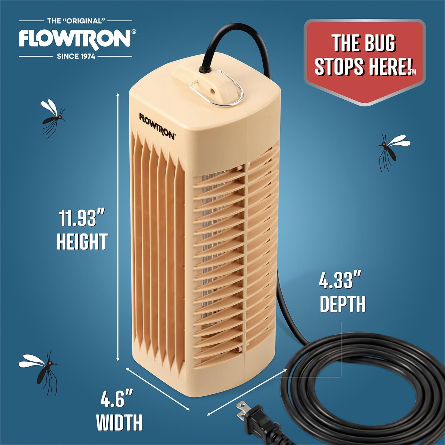 Flowtron Indoor Bug Zapper 1000V UV Light Mosquito & Fly Trap Plug-In for Home 215 Sq Ft - Beige