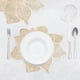 thumbnail image 3 of Mantel individual de PVC con forma de flor, impermeable, para comedor familiar, portátil, para cocina, restaurantes, fiestas en casa., 3 of 7