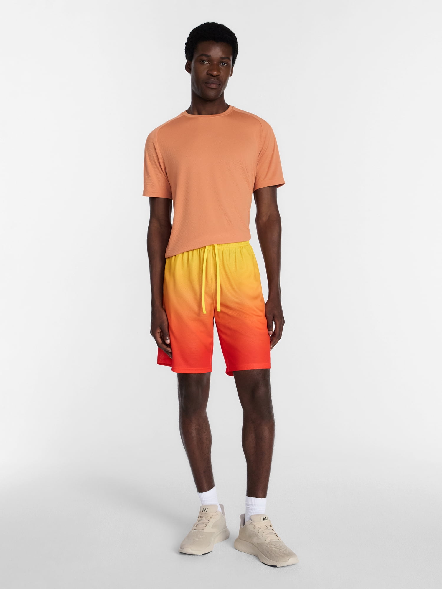 Athletic Works Men's and Big Men's Ombre Mesh Shorts, 7" Inseam, Sizes XS-5XL