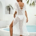 thumbnail image 4 of FAIWAD Women's Plus Size Hollow Out Dress Short Sleeve V Neck Side Split Cover Up Dress Loose Beach Dres, 4 of 4