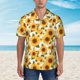 thumbnail image 2 of Balery Yellow Polka Dot Sunflower Camisas hawaianas de manga corta para hombre, camisas playeras de corte holgado, camisas de vacaciones con botones,XX-Large, 2 of 7