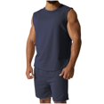 thumbnail image 2 of Jinhomg Mens Summer Athletic Outfits Lightweight Comfy Sleeveless Tank Tops with Elastic Waist Shorts 2 Piece Casual Solid Gym Workout Tracksuits Navy XXL, 2 of 7