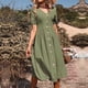 thumbnail image 4 of Vestido informal con botones de color solod de manga corta con cuello en V a la moda de verano para mujer Fridja bnh4213, 4 of 9