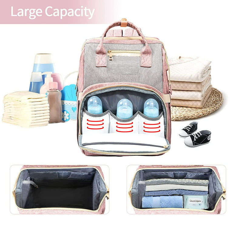 Large Capacity Mommy Bag, Multi-functional Portable Baby Storage Backpack  With Milk Bottle & Diaper Compartments - Temu