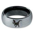 thumbnail image 2 of Tungsten Dinosaur Velociraptor Band Ring 8mm Men Women Comfort Fit Black Dome Brushed Gray Polished, 2 of 4