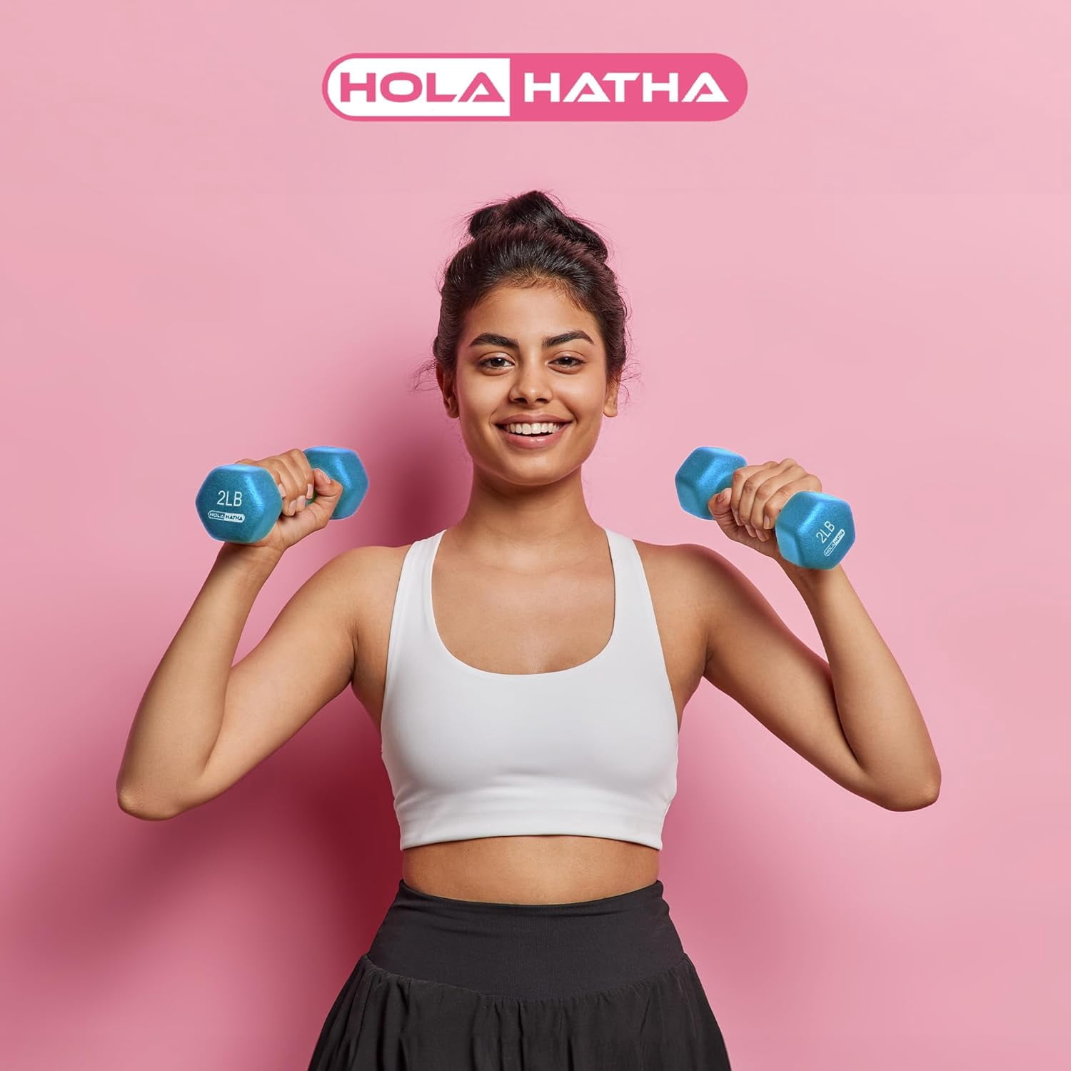 HolaHatha Neoprene Dumbbell Weights Set w/Rack, Home Gym Equipment - Portable Weighted Exercise Dumbbells for Fitness, Training, and Lifting Workouts