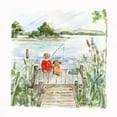 thumbnail image 2 of Swatland, Sally 26x26 Gold Ornate Wood Framed with Double Matting Museum Art Print Titled - Lake Friends, 2 of 4