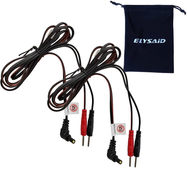 2 cables de electrodo de repuesto de 2 mm para máquinas de terapia electrónica TENS.