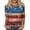 Deep Red, variant on Women's 4th of July Crew Neck 3/4 Length Sleeve Top with Star Print Loose Fit Pattern T Shirt Red XL