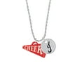 thumbnail image 2 of Delight Jewelry Acrylic 1.25" Red Cheer Megaphone Silvertone Script Initial Disc - J - Charm Necklace, 20"+3", 2 of 4