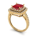 thumbnail image 2 of 2.07 ct Princess Cut Simulated Ruby with Simulated Diamond Halo Accents 14K Yellow Gold Womens Engagement Ring, 2 of 5