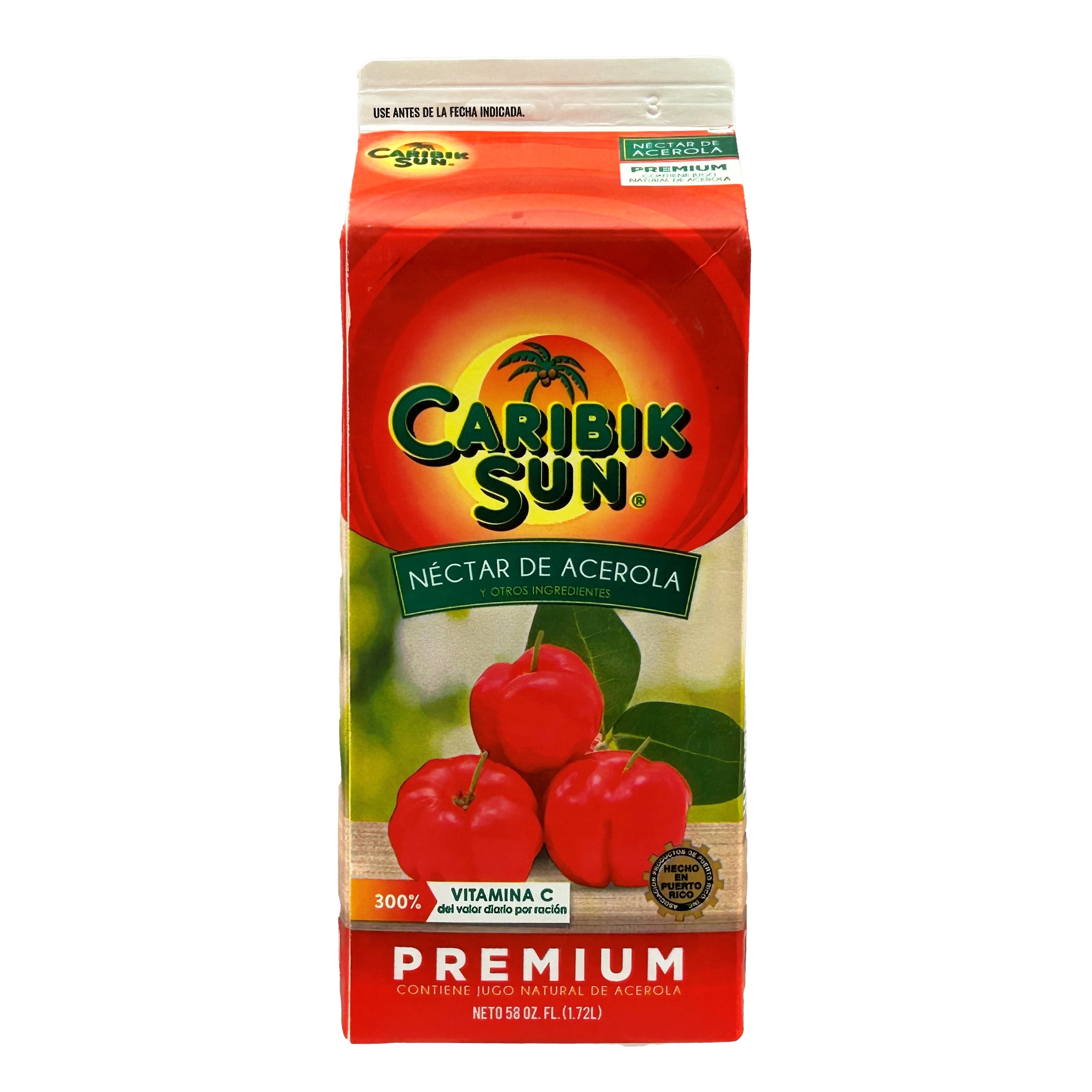 Caribik Sun Acerola Nectar Premium, 300% Vitamin C, 58 fl oz, Fruit Refrigerated Juice