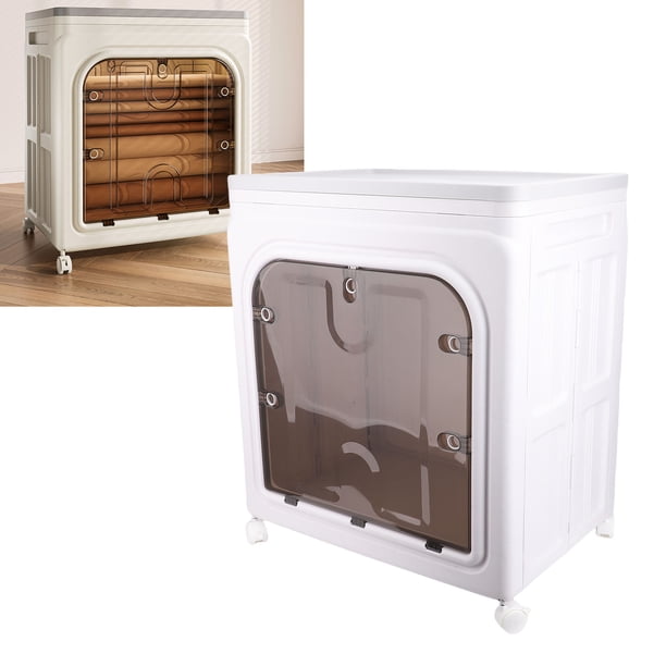 Caja De Almacenamiento Plegable, Contenedor De Almacenamiento, Puertas De Gran Capacidad, Tapa, Ruedas Apilables Para Juguetes