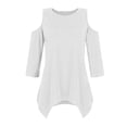 thumbnail image 4 of Kagetolytai Womens Tops 3/4 Sleeve Shirts for Women Solid Color Irregular Hem Open Shoulder T-Shirt for Spring/Summer Casual Basic Tops Pullover Blouse Top Womens Summer Tops, 4 of 6