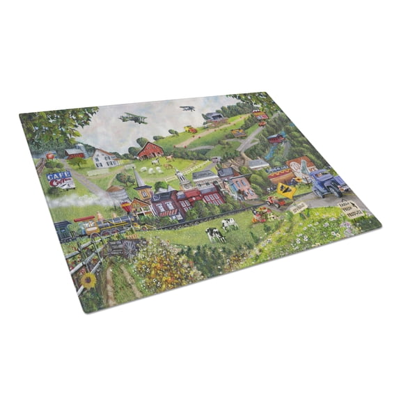 Caroline's Treasures Summer in Small TownGlass Cutting Board Large