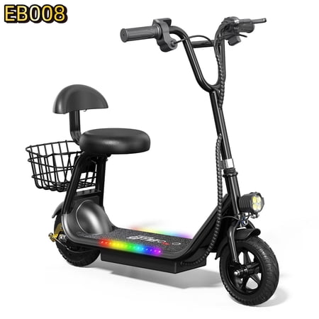 EILLEO EB008 Electric Scooter with Seat for Teen,372W Motor,36V Battery,6 Mile Range,11.18 MPH,Dual Brakes,8" Tires,E-Scooter