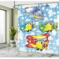 thumbnail image 5 of Ambesonne Cartoon Shower Curtain, Airplanes Sky, 69"Wx84"L, Multicolor, 5 of 5