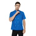 thumbnail image 4 of TOPTIE Short Sleeve Chef Coat Jacket Royal Blue Lightweight Button Chef Uniform, 4 of 9
