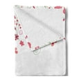 thumbnail image 2 of Flower Soft Flannel Fleece Blanket, Detailed Contour Herbs and Blossoms Bridal Style Pure Simplistic Floral Theme, Cozy Plush for Indoor and Outdoor Use, 50" x 70", Pink Green White, by Ambesonne, 2 of 5