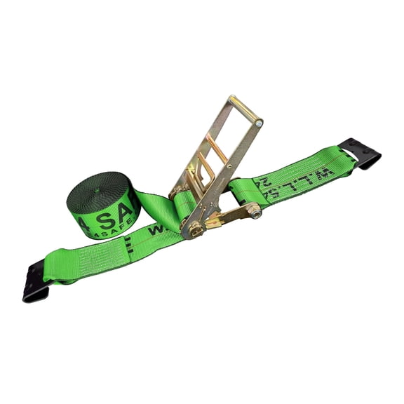 4" x 40' Ratchet Strap W/ Flat Hook - Green - 1 Packs
