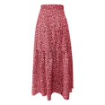 thumbnail image 2 of WDDDD Women's Flowy Maxi Skirt Boho A-Line High Waist Beach Vacation Red S, 2 of 5