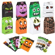 Decorlife 40 PCS Halloween Treat Bags, 8 Style Paper Treat Bags for Halloween Party Favor, Trick or Treat, Gifts, Candies, Snacks, Party Supplies, 40 Stickers Included