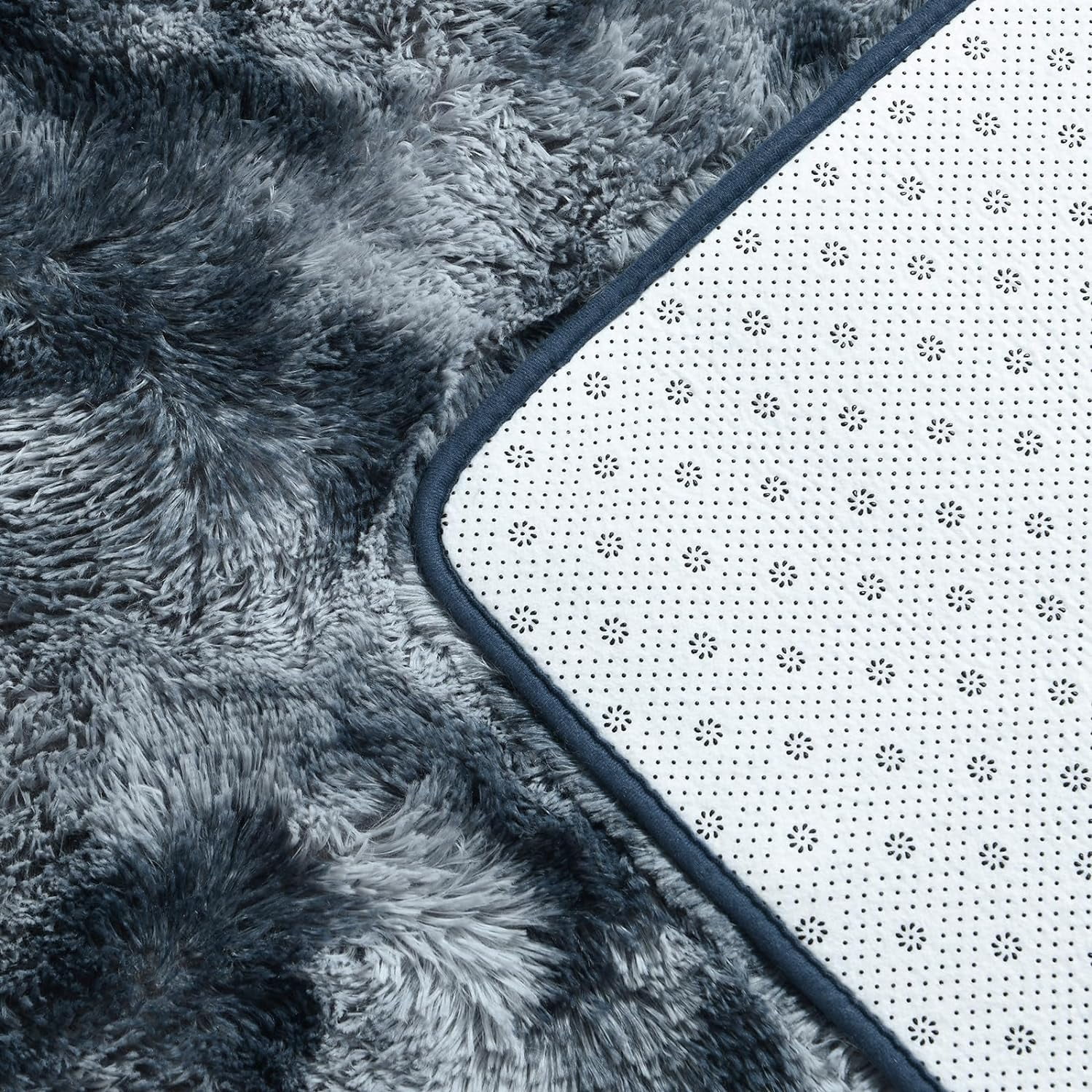 Noahas Fluffy Area Rug for Living Room Bedroom, 4 x 6 Tie-Dyed Blue Grey Rug Fuzzy Non-Slip Modern Carpet Ultra Soft Faux Fur Rugs for Dorm Kids Room Home Decor