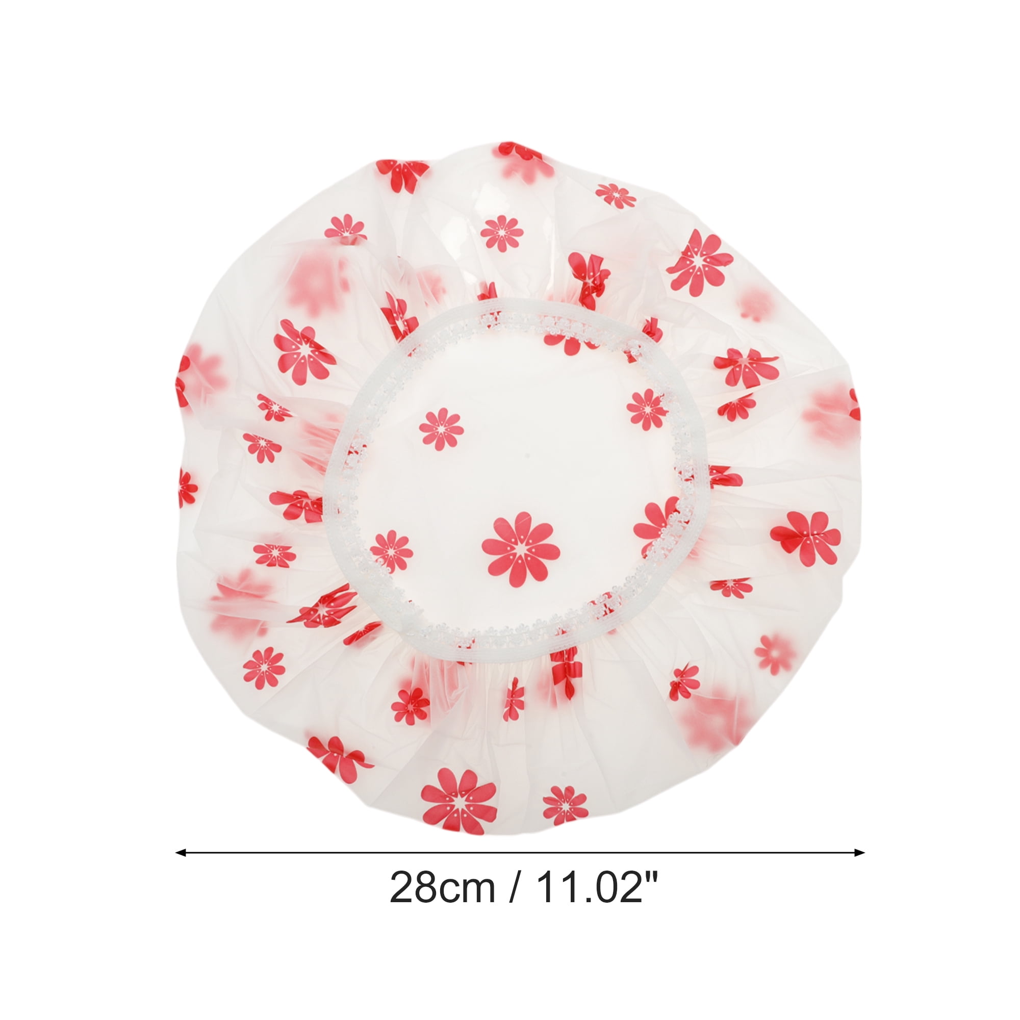 Unique Bargains Reusable Dots Single Layer Shower Cap 1 Pc Red