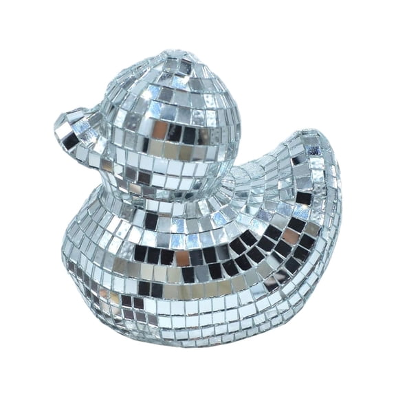 Silver Duck Shape Reflective Ornament Glass Mirrored Discos Figurine Statue for Party Stage Wedding Music Festival