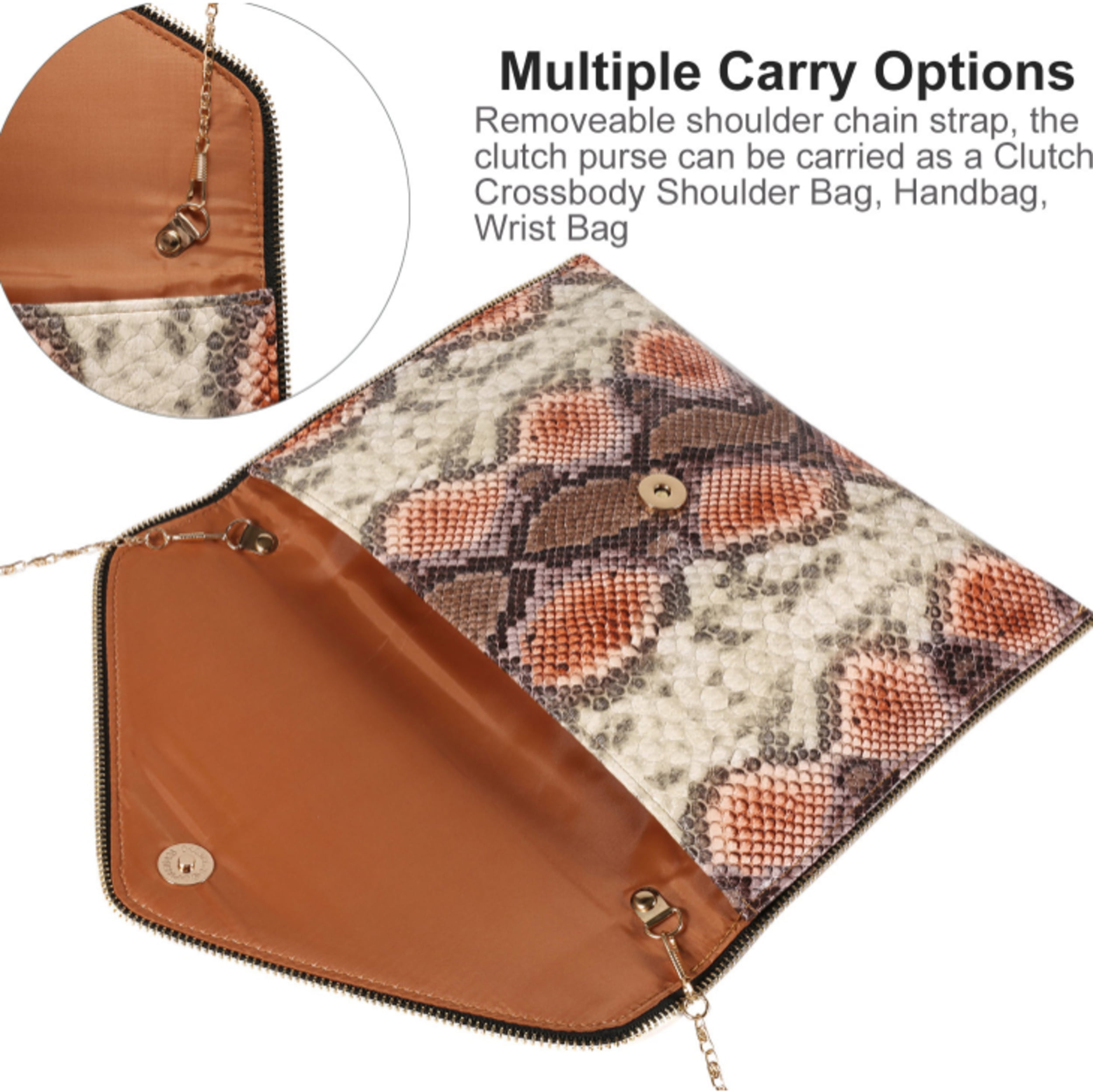 8:30 Pm Snake Printed Leather Clutch