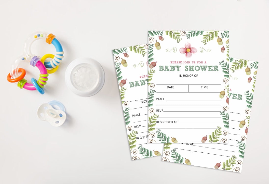 Inkdotpot 30Floral Baby Shower Invitation Cards Gender Neutral Fill In Blank Invites
