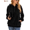 thumbnail image 4 of Spencer Women's Warm Fuzzy Fleece Sweatshirt Casual Loose Sherpa Pullover Hoodies with Pockets Oversized Outwear (M, Black), 4 of 8