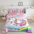 thumbnail image 2 of Homewish Magic Unicorn Animal Full Size Comforter Sets for Kids, Fairy Tale Cartoon Bedding Comforter Set, Rainbow Cloud Reversible Bedding Sets, Luxury Bedroom Decor, 3 Pieces, 2 of 8