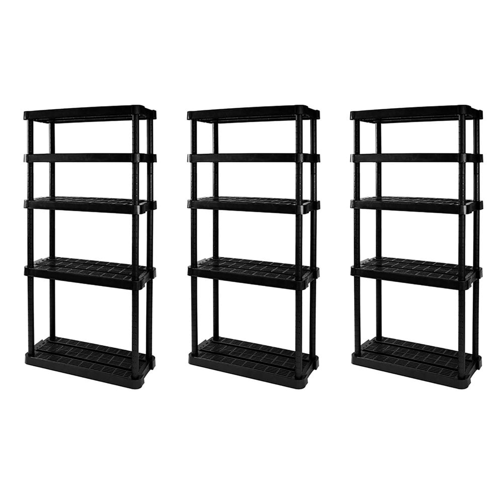 Gracious Living 32"W x 14"D x 72"H 5Shelf Unit, Black, 3 Pack