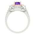 thumbnail image 4 of 1.8 ct Brilliant Round Cut Natural Amethyst 14k White/Rose Gold Halo Solitaire with Accents Engagement Bridal Wedding Ring Band Set size 10, 4 of 7